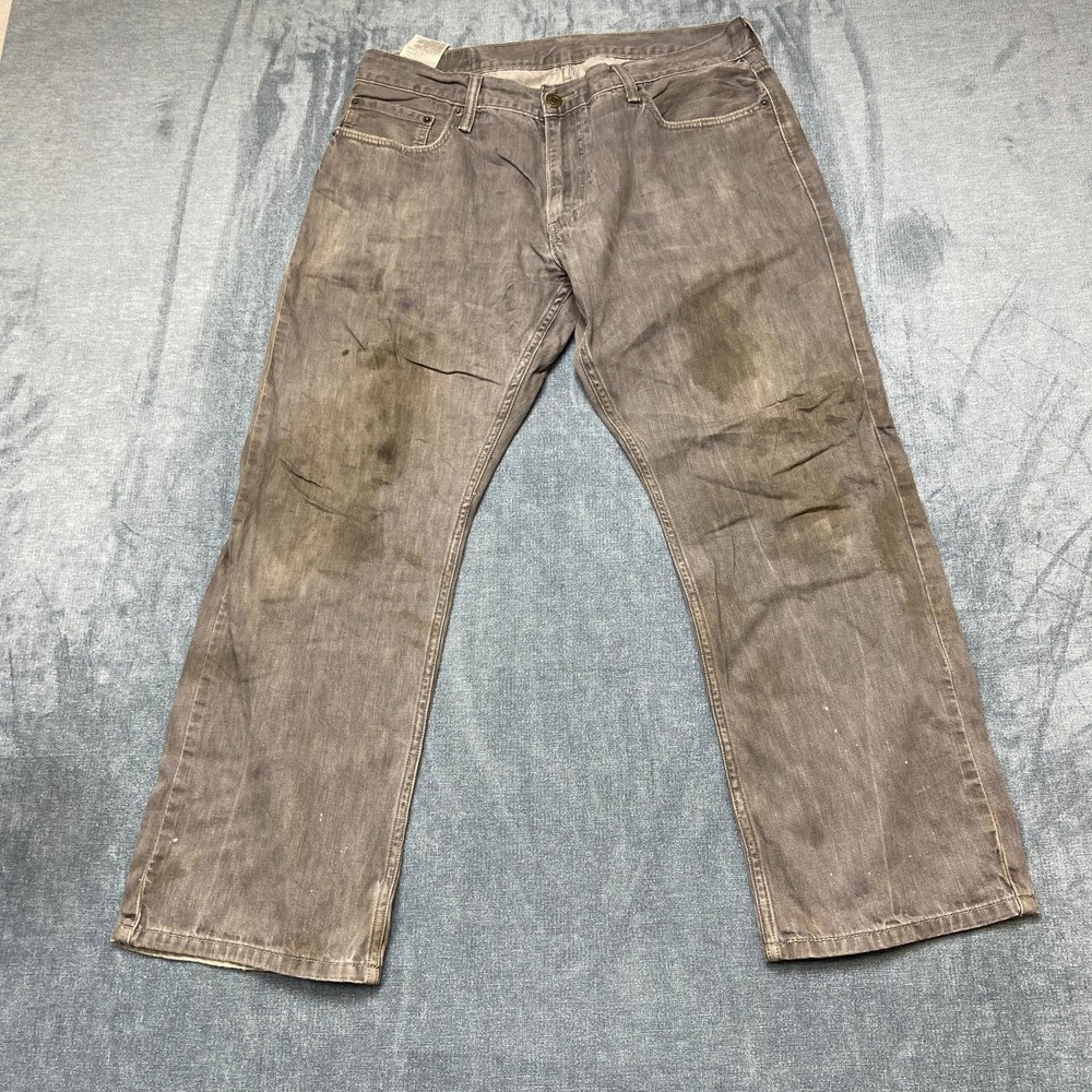 Levi's 514 Jeans Men 36x30 Gray Denim Light Wash All Day Comfort Straight Fit